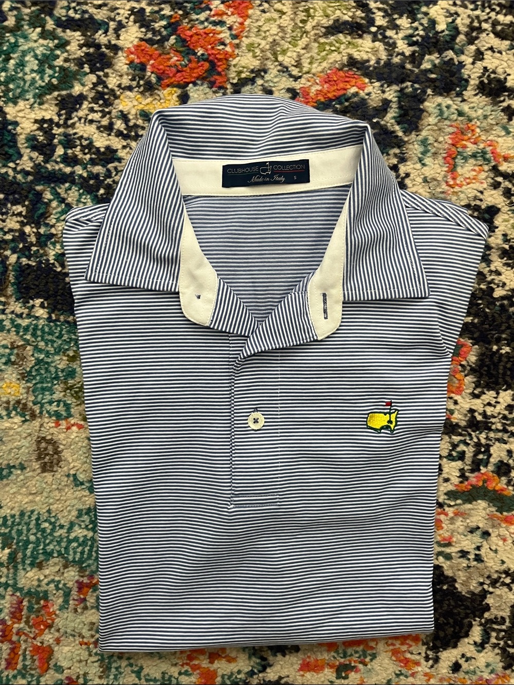 Masters Men’s Polo Clubhouse Collection Blue Stripe Size Small